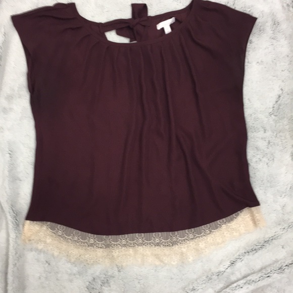 Lauren Conrad pleated blouse in deep purple - Picture 2 of 7